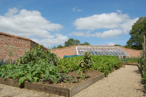 Kitchen garden with glass house