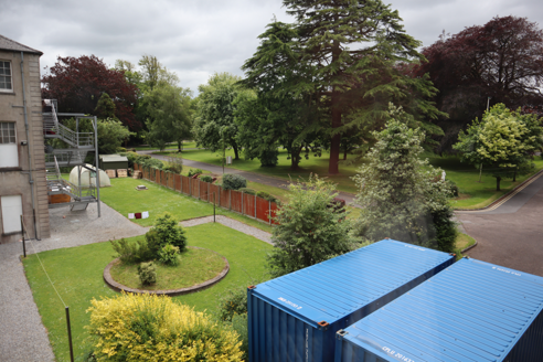 3: View from first floor of school into location of former Dutch garden